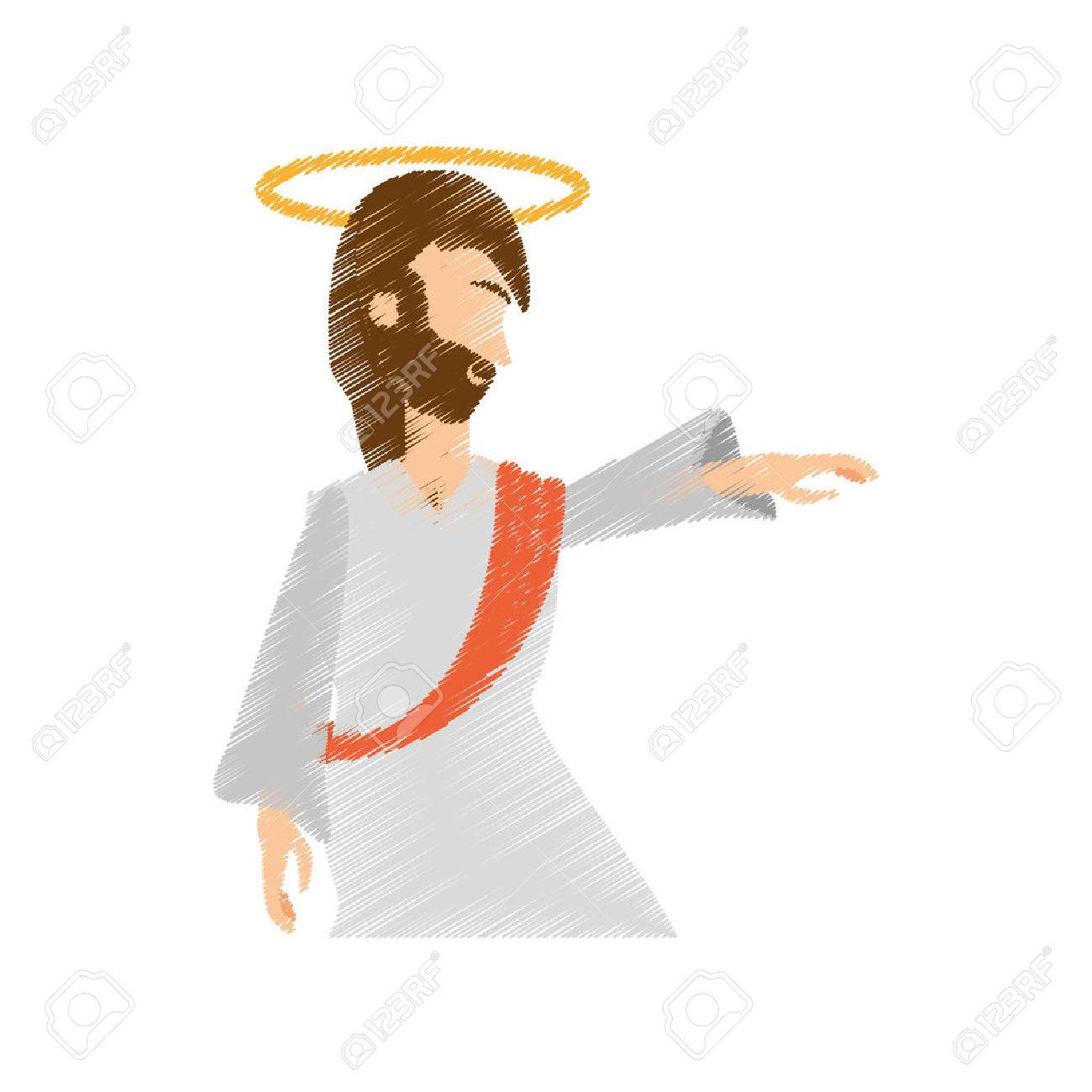 1300x1300 Drawing Jesus Christ Ascension Pray Vector Illustration Eps 10