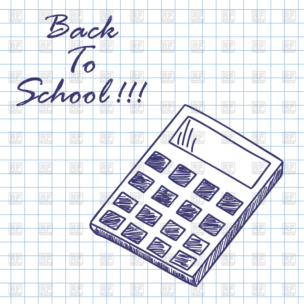 1200x1200 Doodle Drawing Calculator, Math Equipment Royalty Free Vector Clip