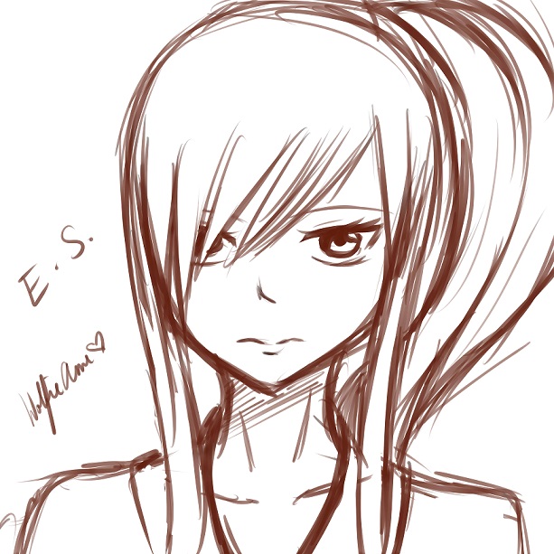 613x613 Erza Scarlet Sketch By Wolfieanne