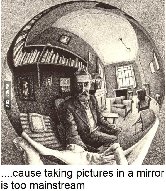 566x650 M.c. Escher Drawing Himself