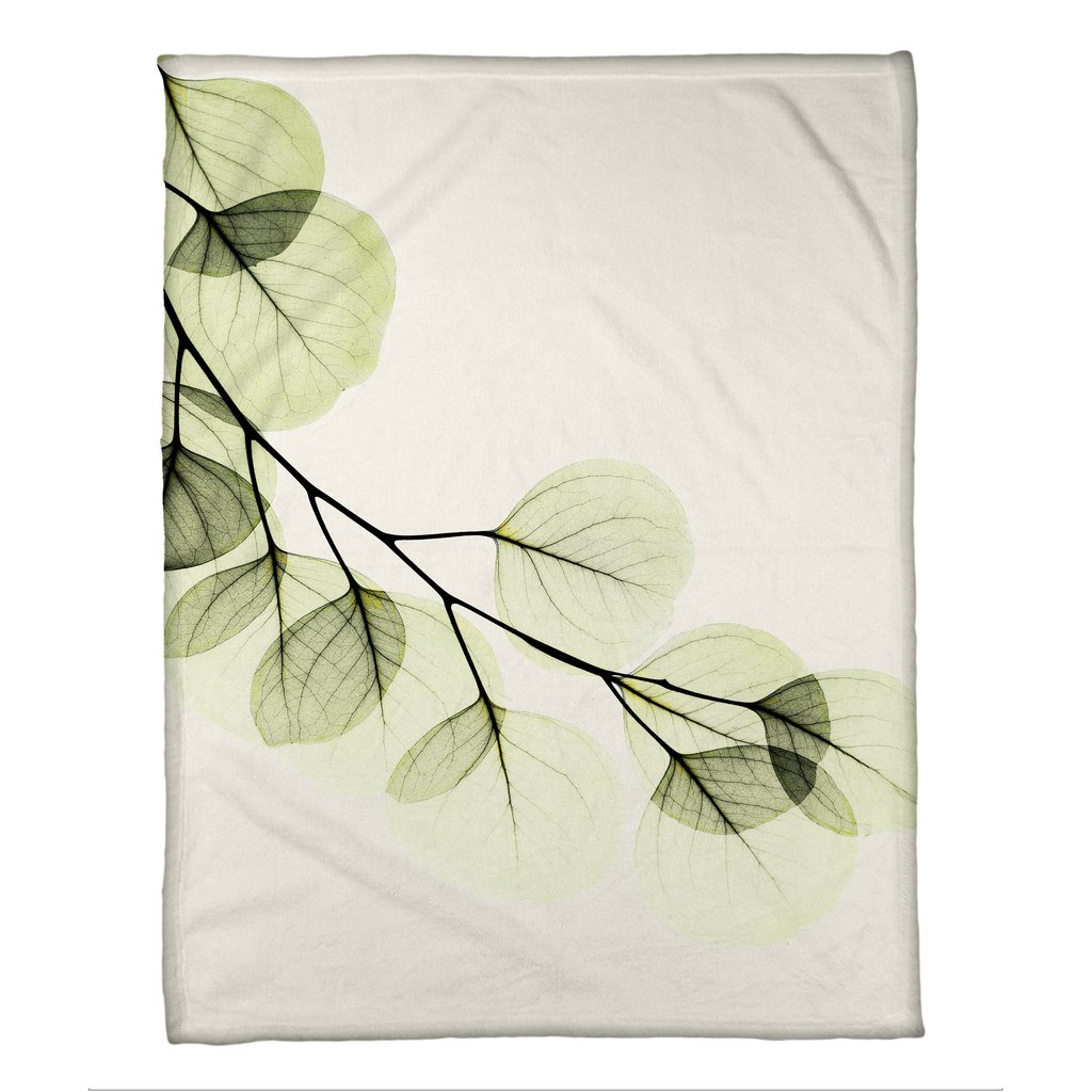 1024x1024 Green X Ray Of Eucalyptus Leaves Fleece Throw Laural Home