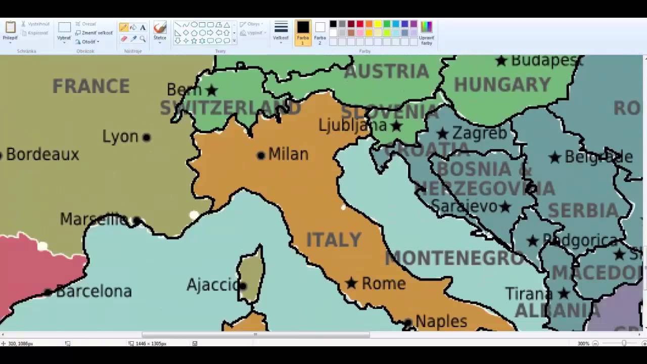 1280x720 Europe Drawing Blank Map