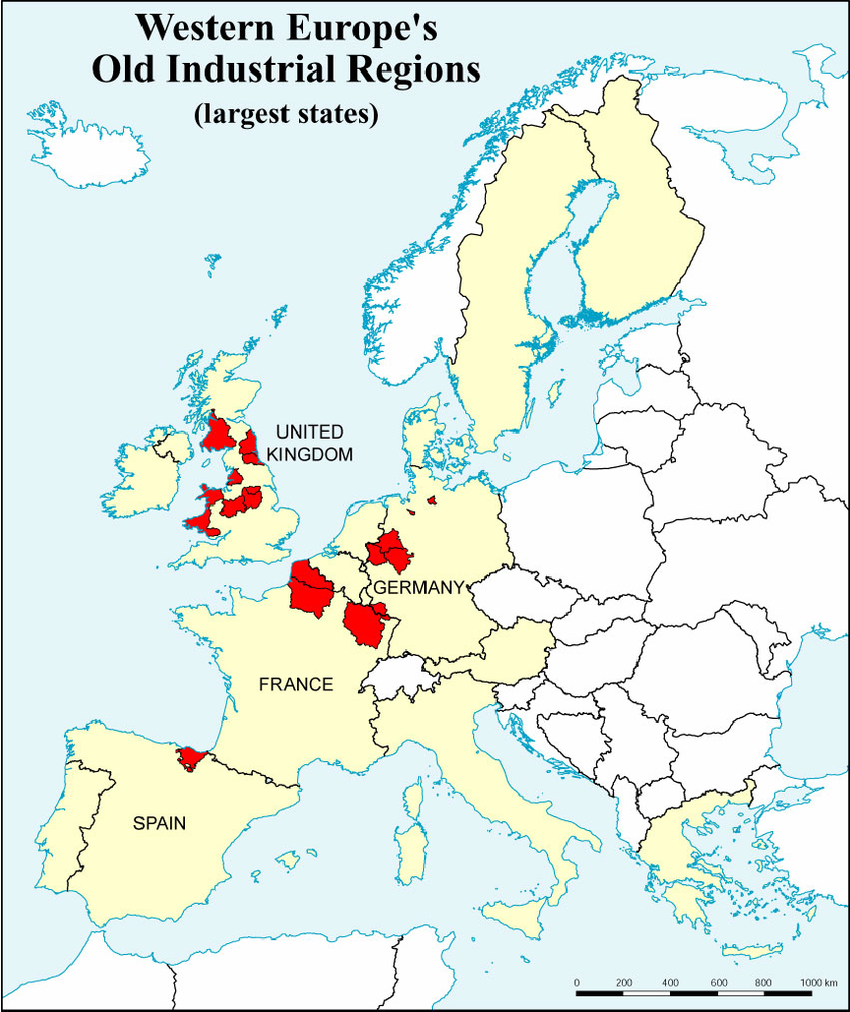 850x1012 Of Old Industrial Regions In The Largest European States