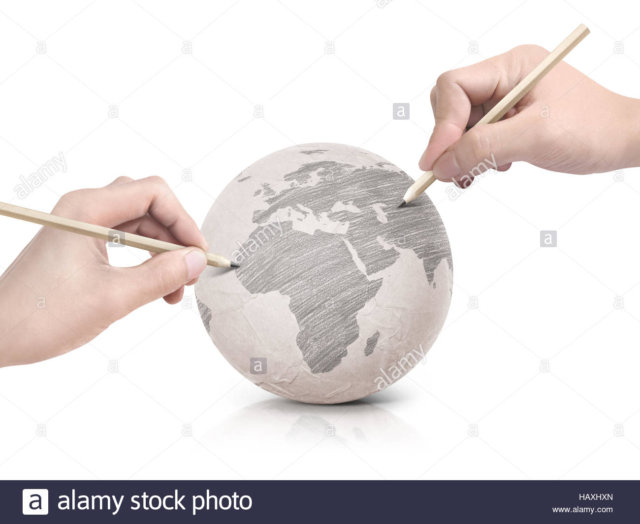 1300x1064 Two Hand Shade Drawing Europe Map On Paper Ball On White