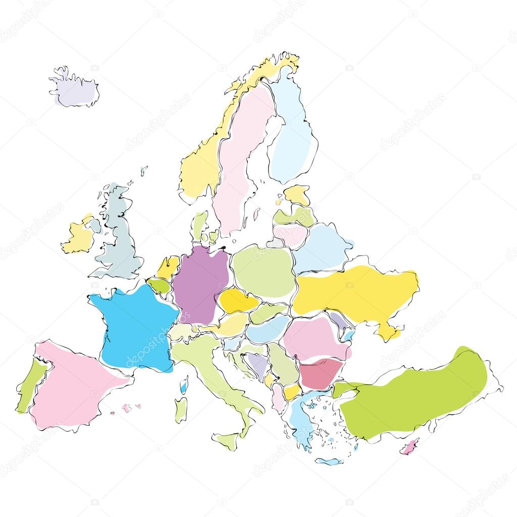 1024x1024 Vector Drawing Abstract Europe Map Stock Vector Luckytd