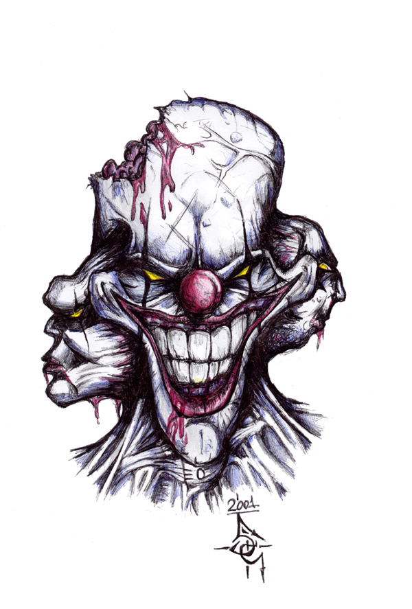 600x887 Evil Clown By Mentalhorror