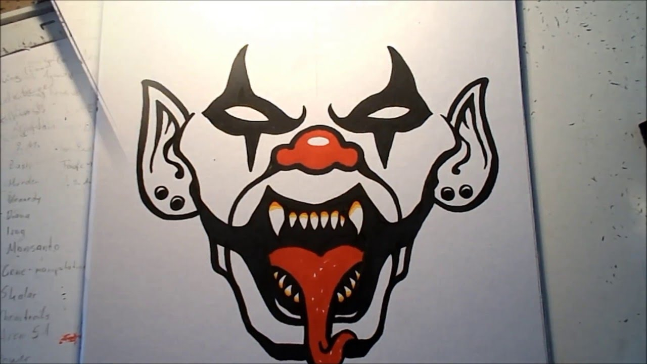 1280x720 How To Draw A Evil Clown Face Step By Step How To Draw An Evil