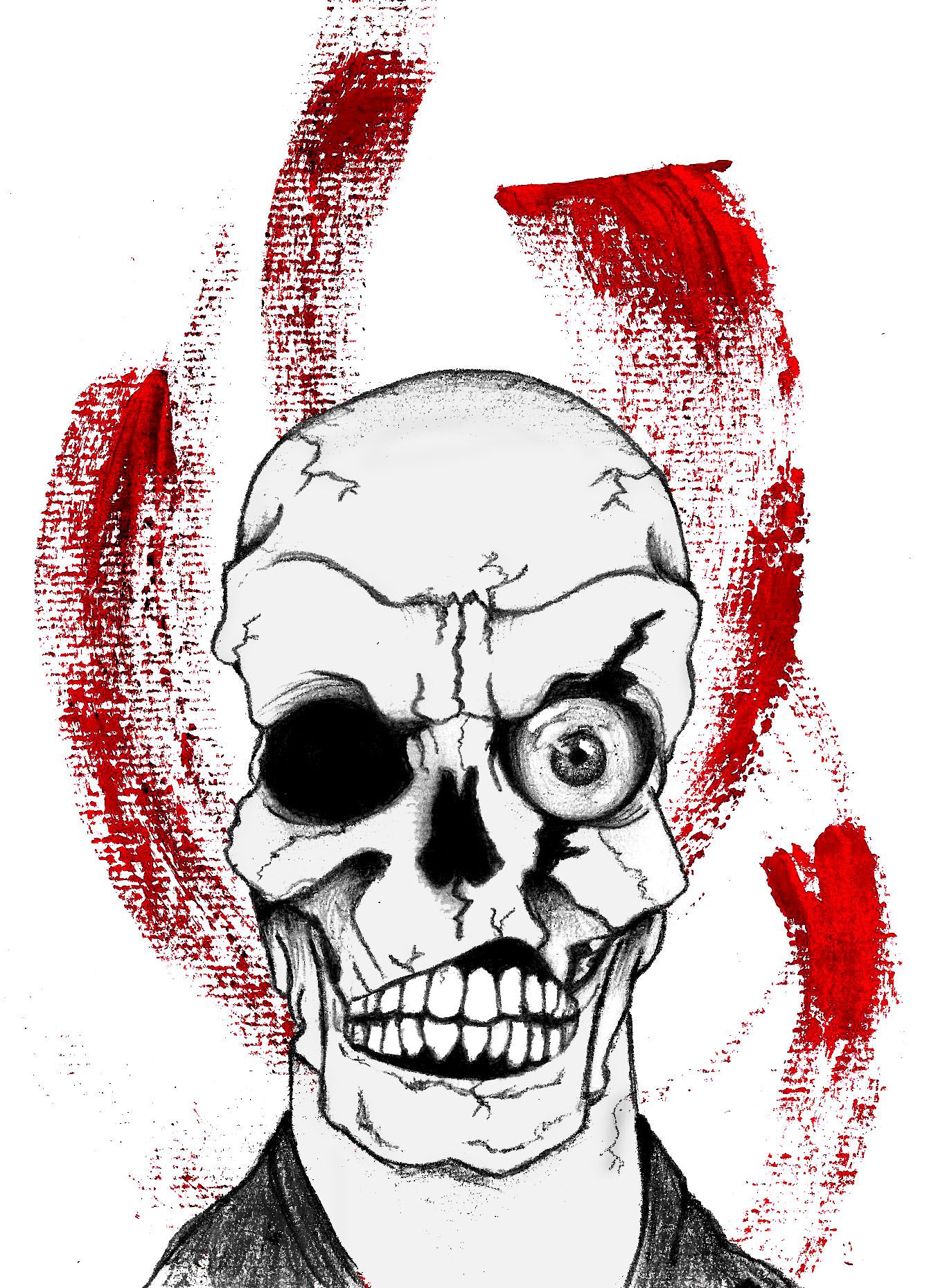 1341x1860 This Is The Evil Skull Face Drawing I Did With A Glass Eye Ball. I