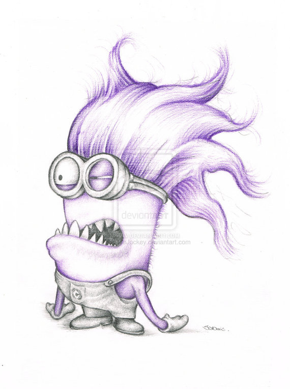 570x764 Purple Minion Minnion Despicable Me Art Colour Pencil Drawing