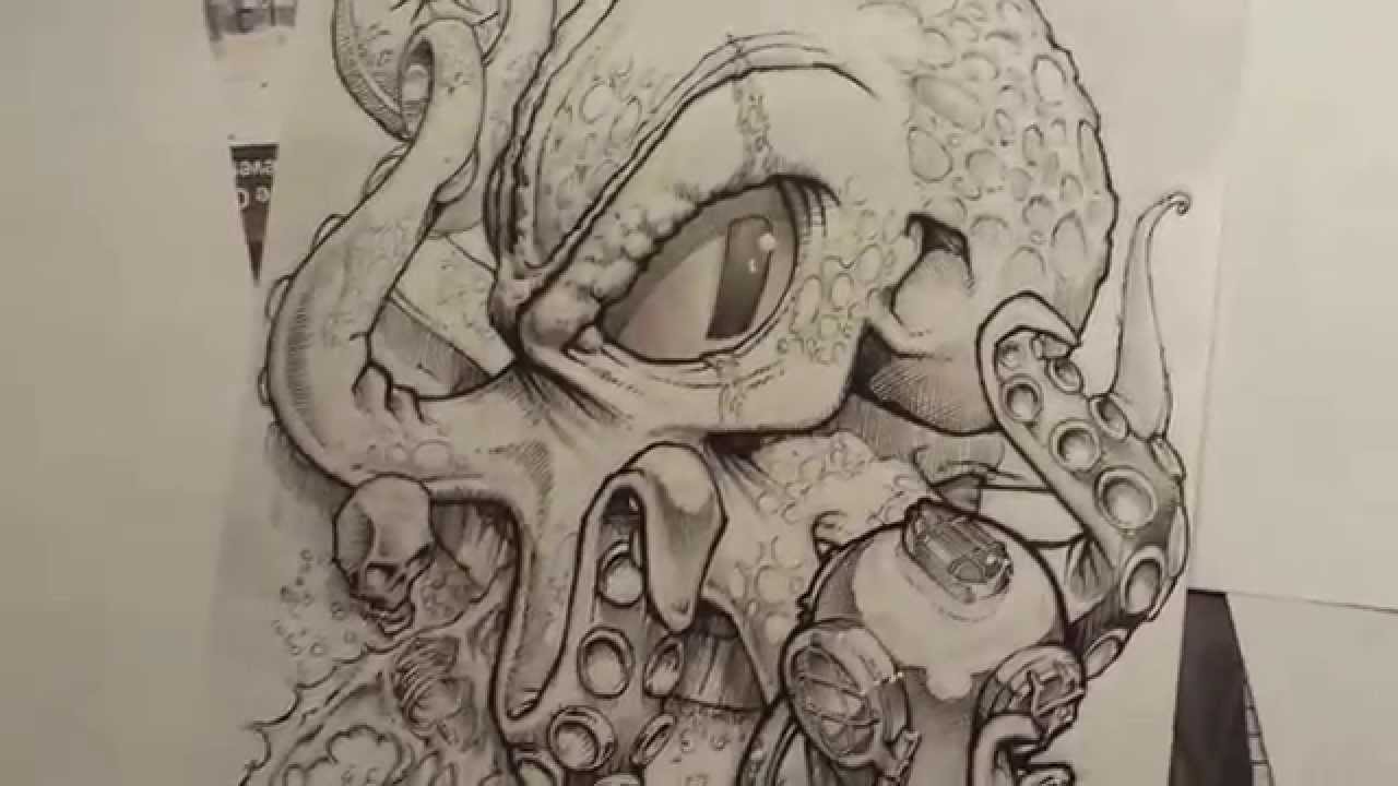1280x720 Octopus Sketch By Aran De Baron