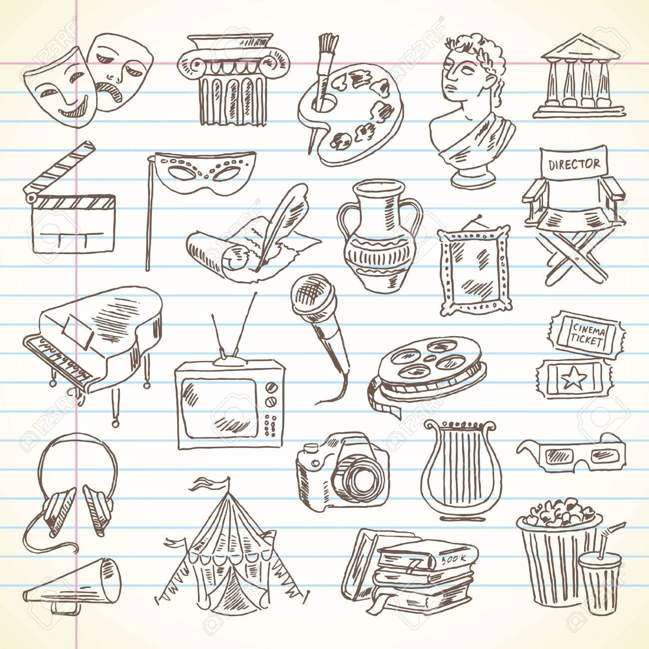 1300x1300 Freehand Drawing Culture And Art Items On A Sheet Of Exercise