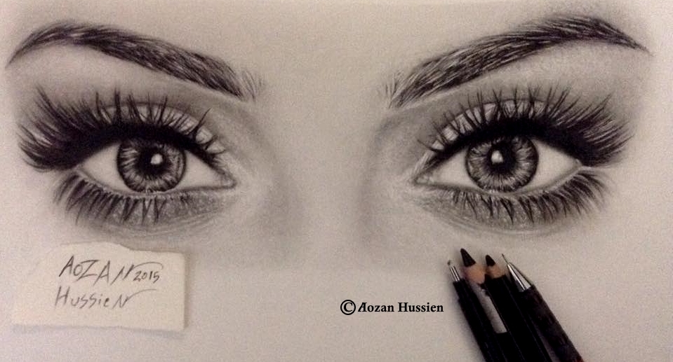 959x517 Pencil Drawing Of Huda's Beauty Eyes By Aozan Hussien Photo
