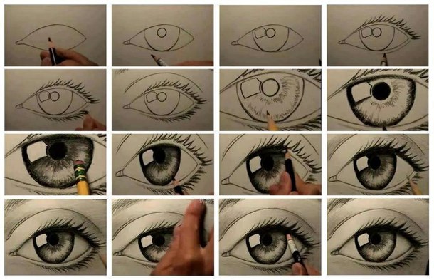 610x393 Art, Cool, Diy, Draw, Drawing, Eyes, Real, Tutorial, Tekenen