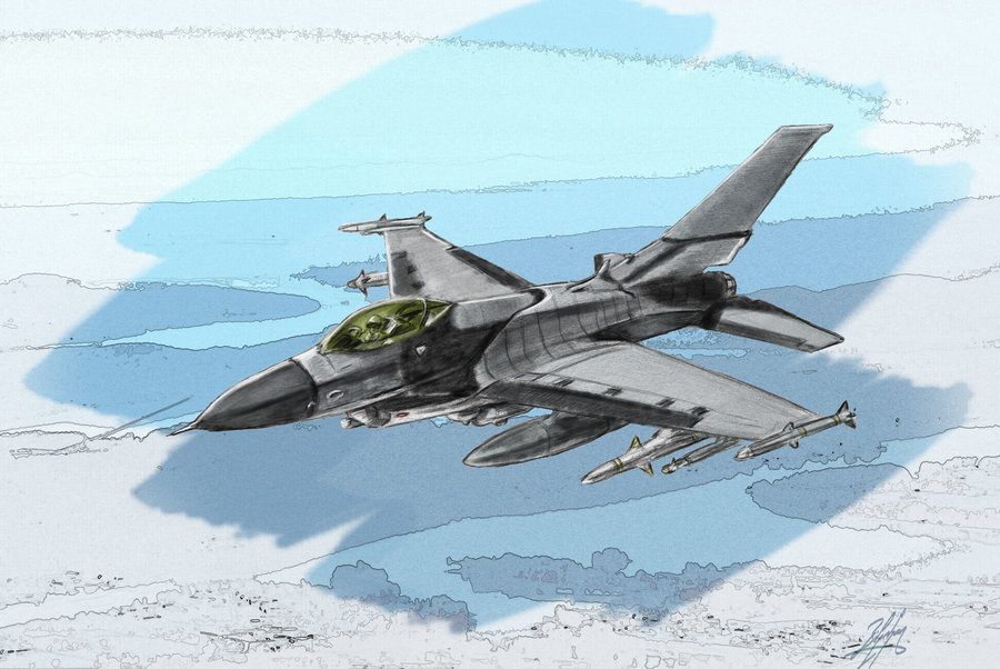 900x602 F 16 Coloured Drawing By Bilgekhan