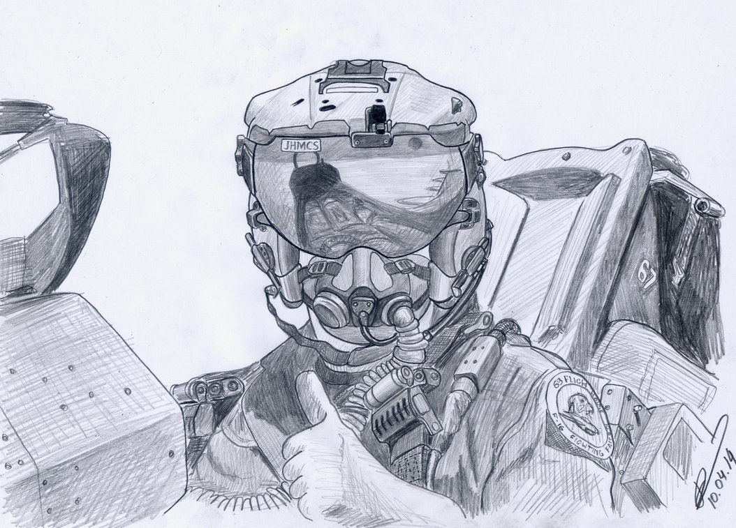 1054x757 F 16 Pilot, Jhmcs Helmet By Grafdewolfgun