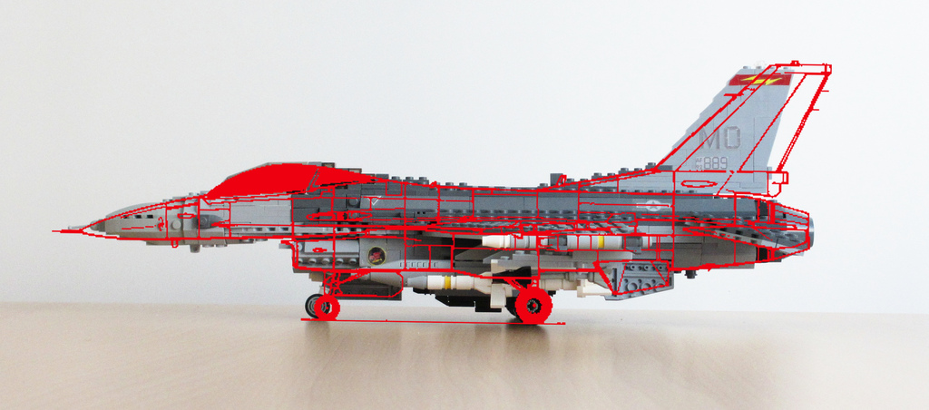 1024x452 Lego F 16 Model And Line Drawing Comparison After Making