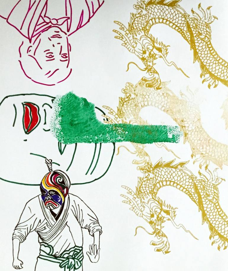 770x913 Saatchi Art Facemask (Hegel Upside Down) Drawing By Zoran Poposki