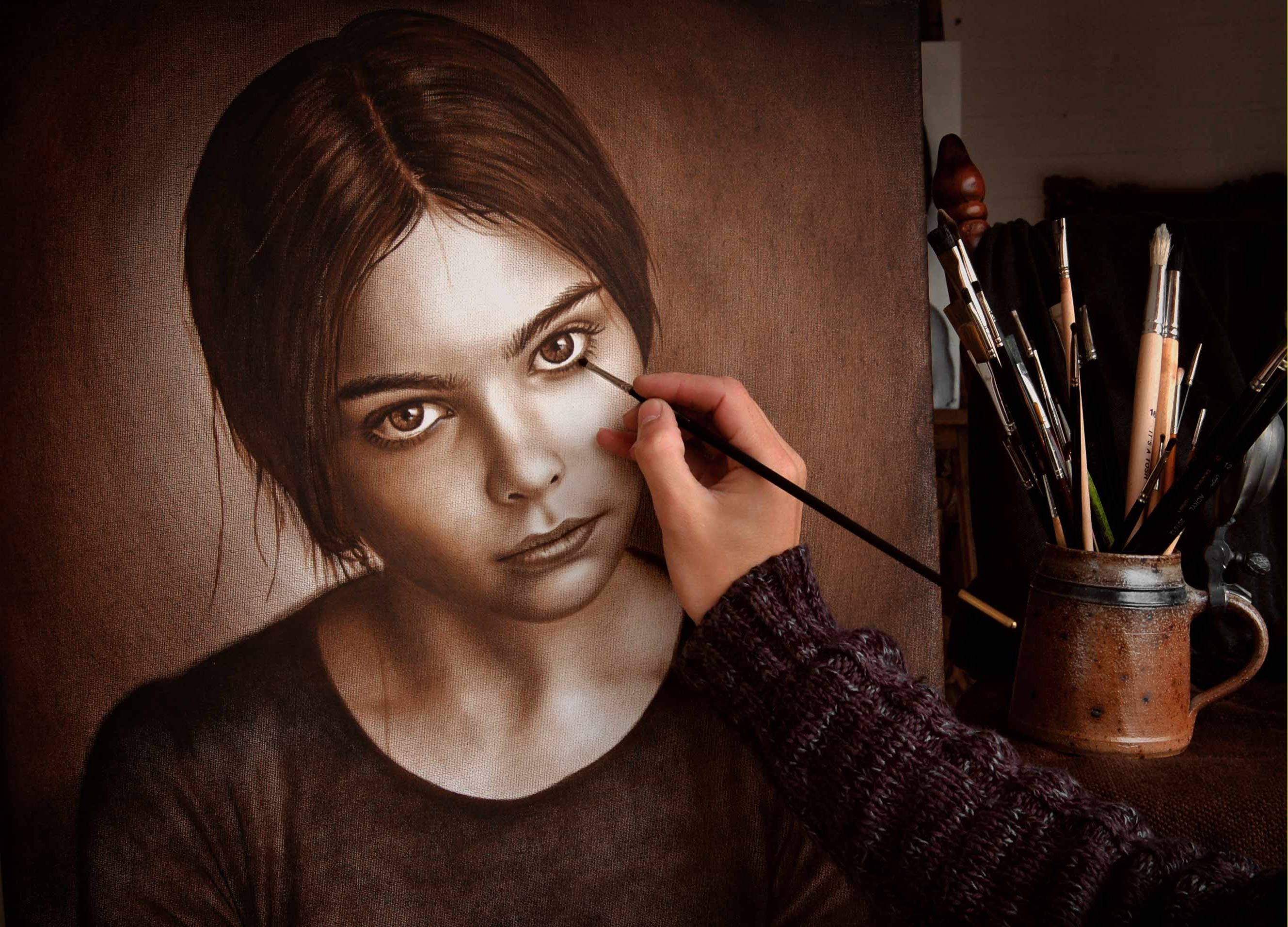 2657x1912 Speed Drawing Of A Face Painting In Dry Brush Technique