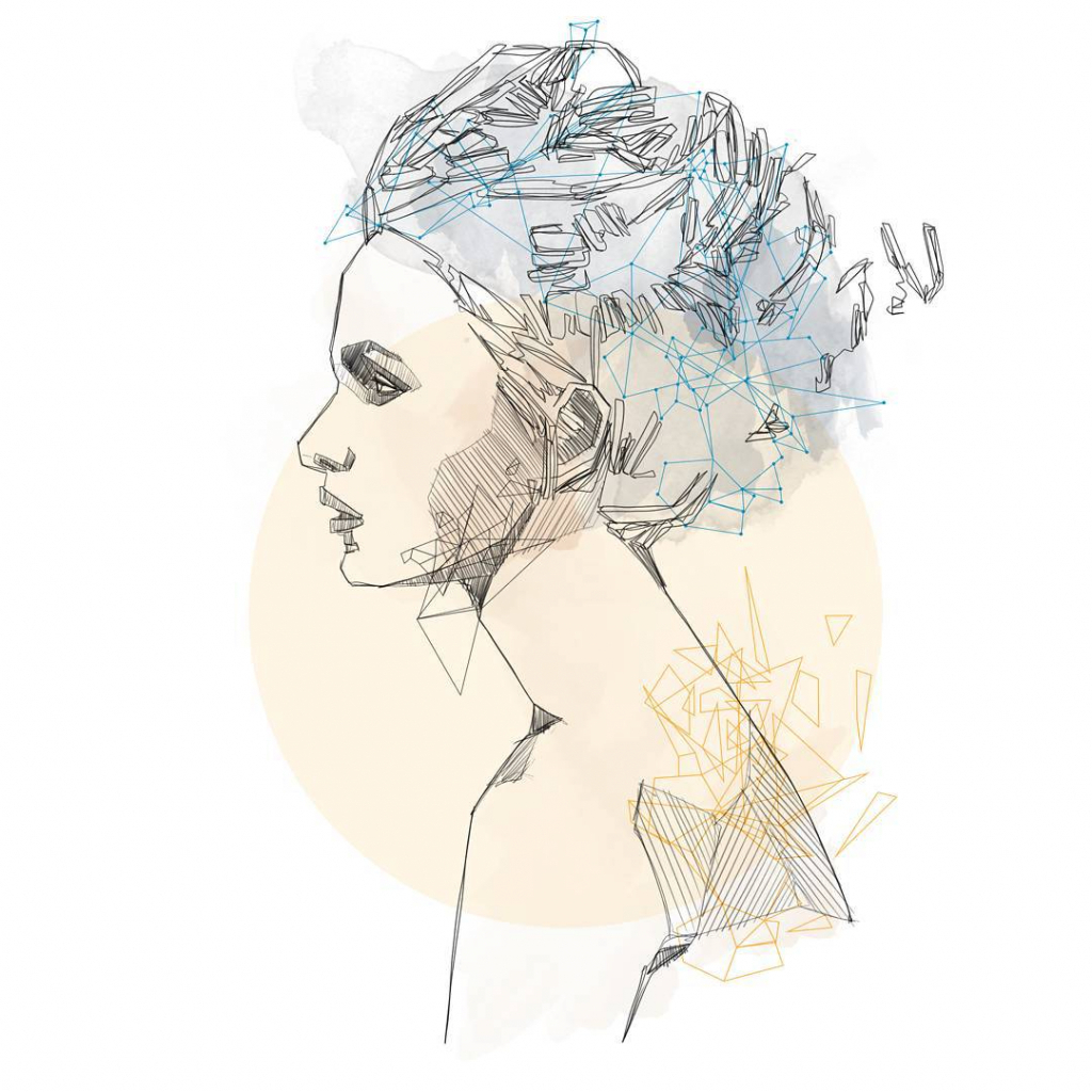 1024x1024 Girls Face Profile Drawing