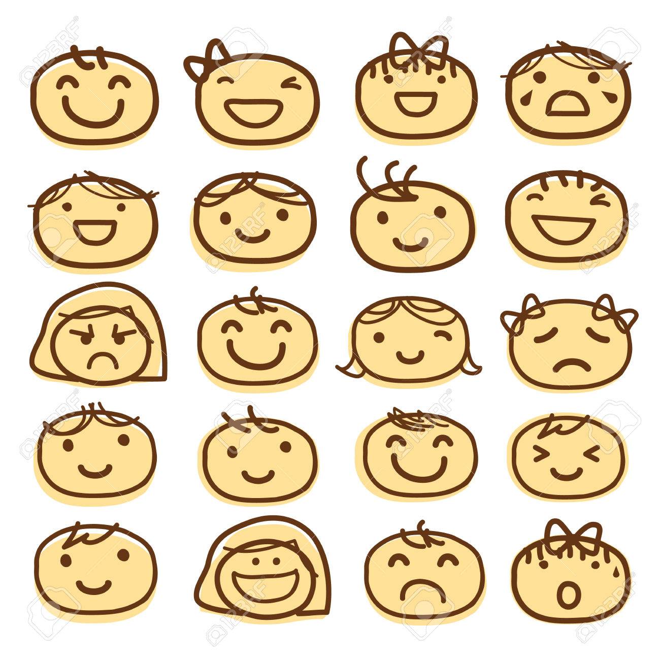 1300x1300 Face Kids Draw Emotion Feeling Icon Cute Cartoon Vector Design