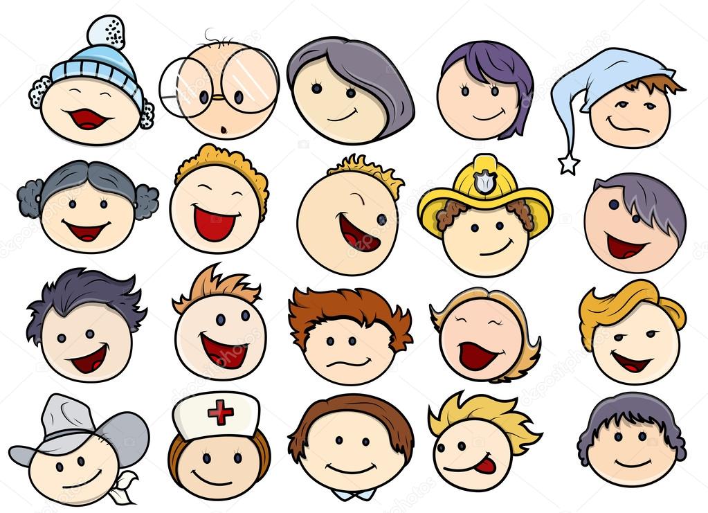 1023x741 Various Happy And Smiling Kids Faces Stock Vector Baavli