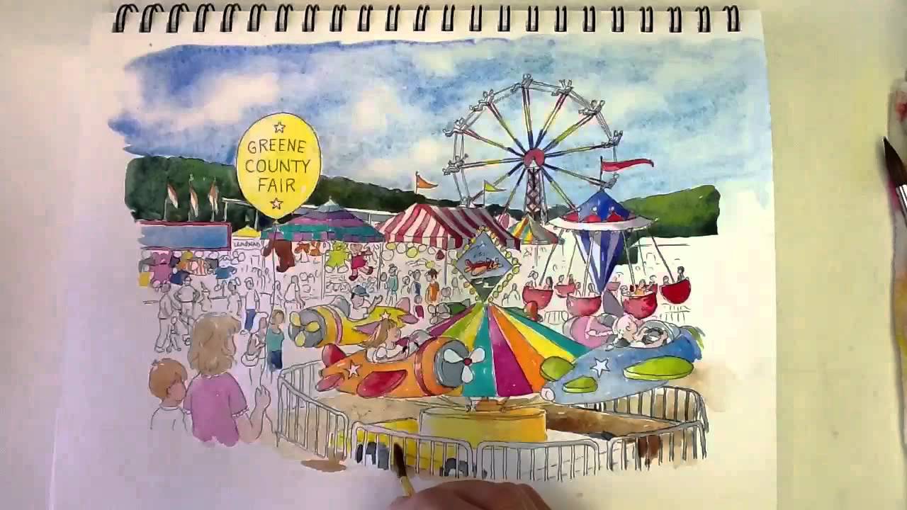 1280x720 Greene County Fair Time Lapse Watercolor Painting