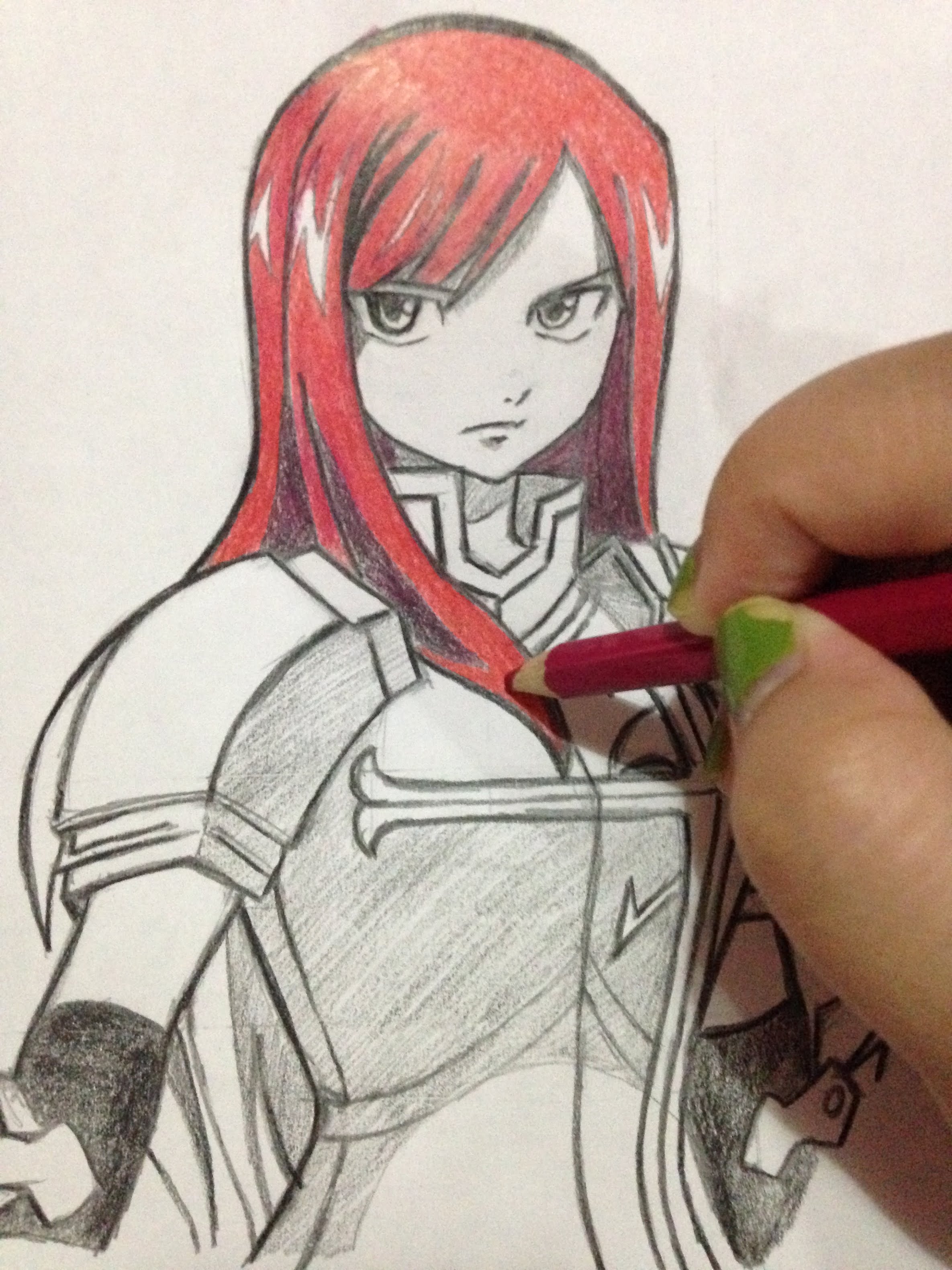 2370x3160 How To Draw Erza Scarlet From Fairy Tail Anime Step By Step