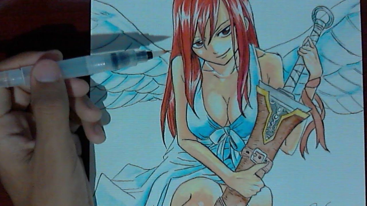 1280x720 Drawing Erza Scarlet From Fairy Tail