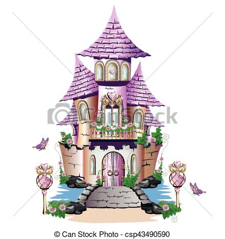443x470 Pink Fairy Tale Castle Eps Vectors