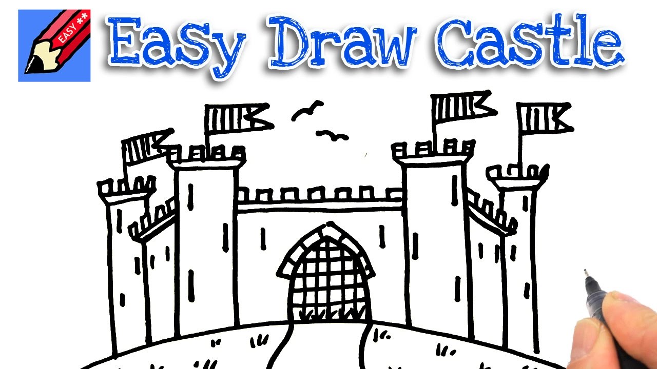 1280x720 How To Draw A Castle Real Easy For Kids And Beginners