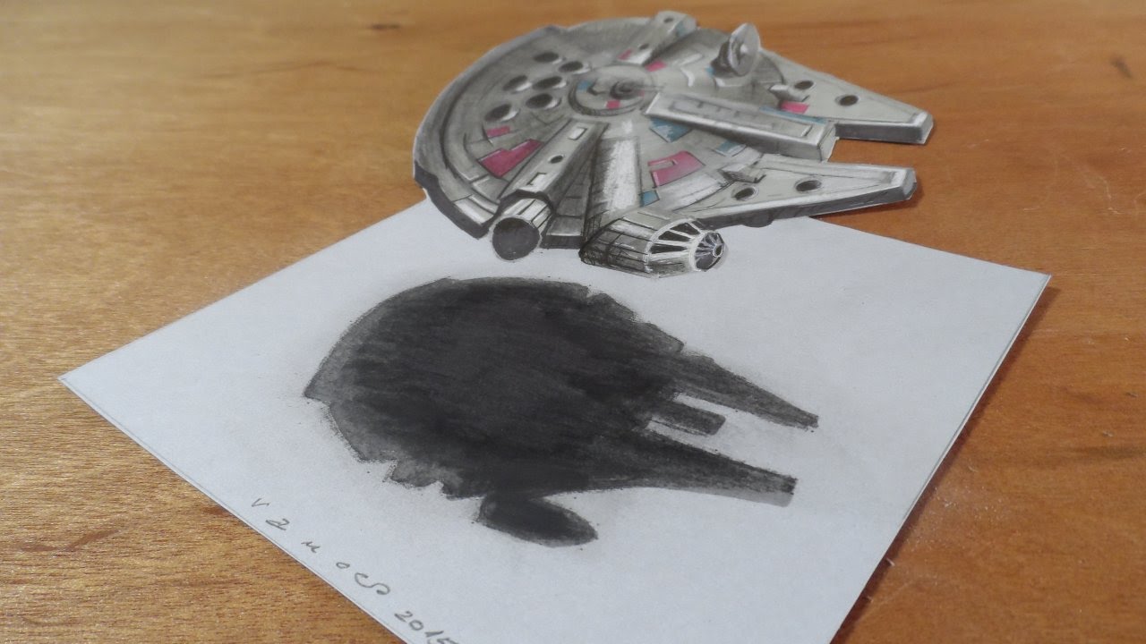 1280x720 Amazing 3d Drawing Of The Millennium Falcon