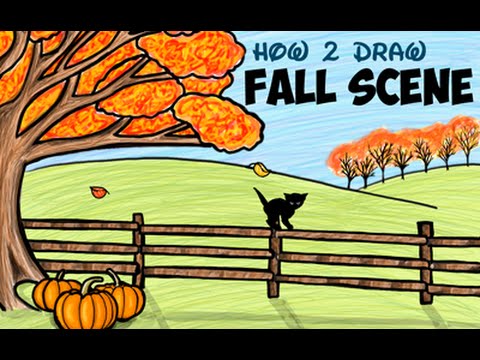 480x360 Drawing How To Draw An Autumn Or Fall Scene For Kids