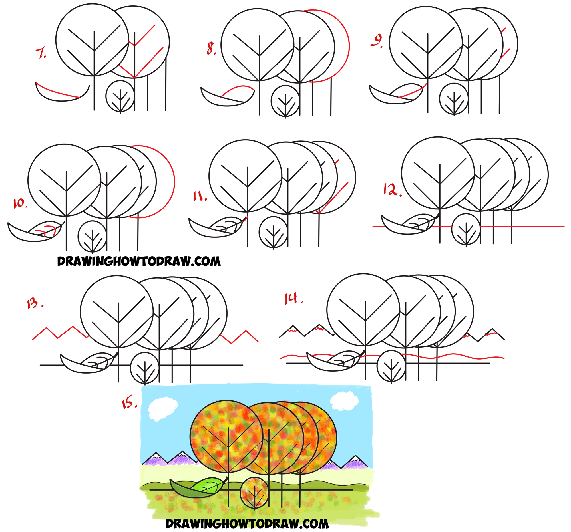 2000x1864 How To Draw Fall Autumn Scene From The Word Fall