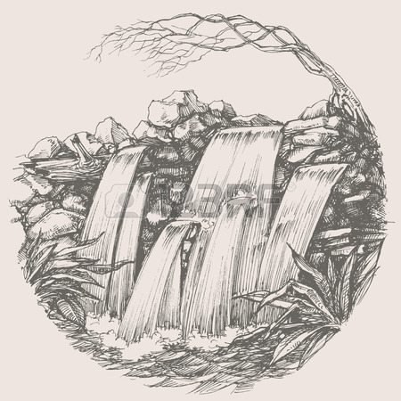 450x450 Water Falls Drawing Royalty Free Cliparts, Vectors, And Stock