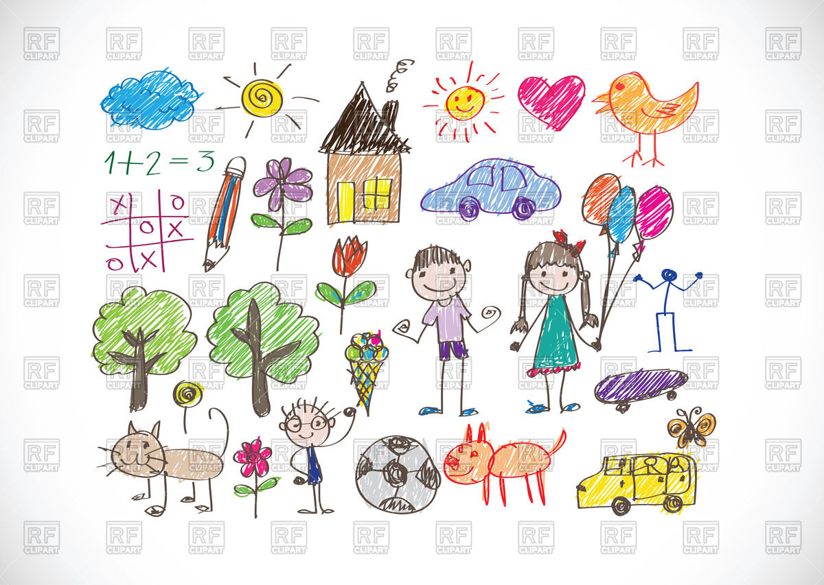 1200x853 Kid's Drawing With Happy Family Royalty Free Vector Clip Art Image