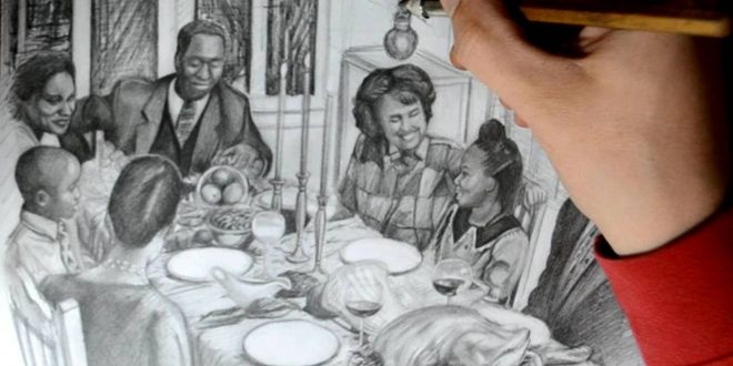 660x330 Thanksgiving Drawing Family Dinner Thanksgiving Blessings