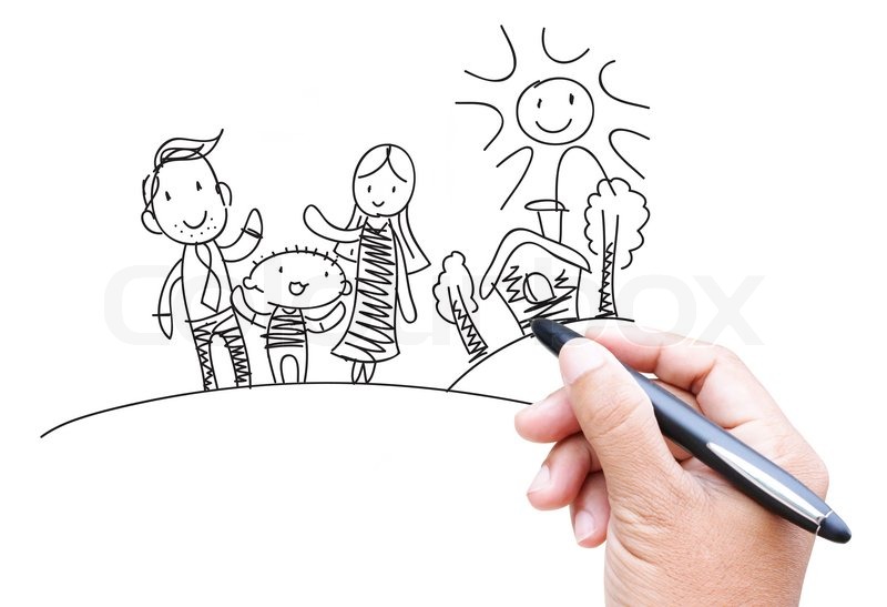 800x547 Family Cartoon By Hand Drawing Stock Photo Colourbox