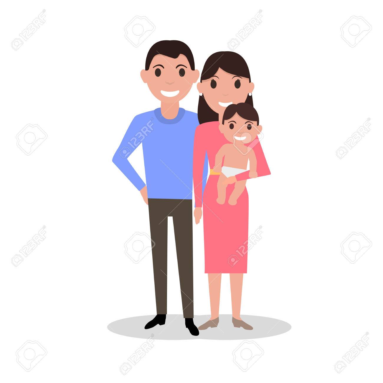 1300x1300 Vector Illustration Of A Cartoon Dear Happy Family. Drawing