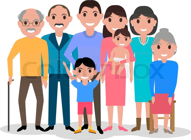 800x588 Vector Illustration Of A Cartoon Dear Happy Family. Drawing, Image