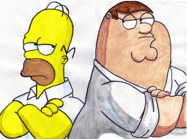 600x445 Portrait Of Family Guy, The Simpsons By James On Stars Portraits