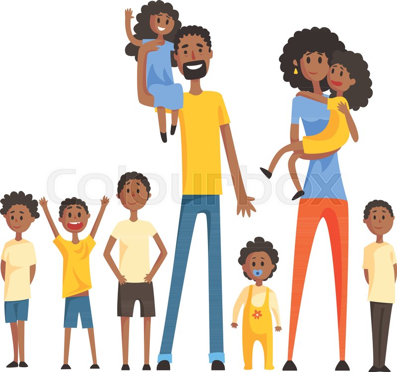 800x749 Happy Black Family With Many Children Portrait With All The Kids