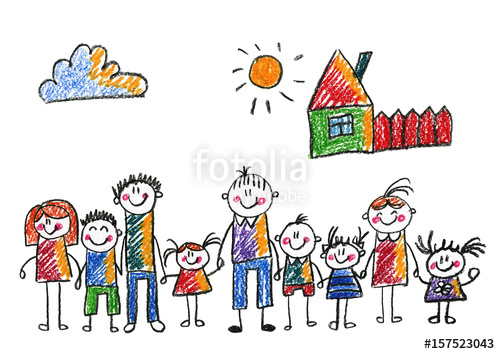 500x354 Kids Drawing Happy Family Mother, Father, Sister, Brother Happy
