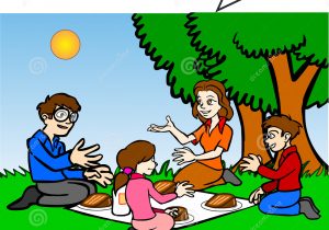 300x210 Drawing Of Picnic Scene Childs Drawing Happy Family Picnic Under