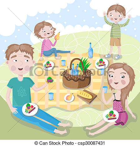 450x470 Family Weekend. Happy Family Picnic. The Family Spends