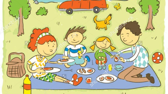 570x320 Picnic Drawing For Kids Family Picnicchilds Hand Drawing Vector