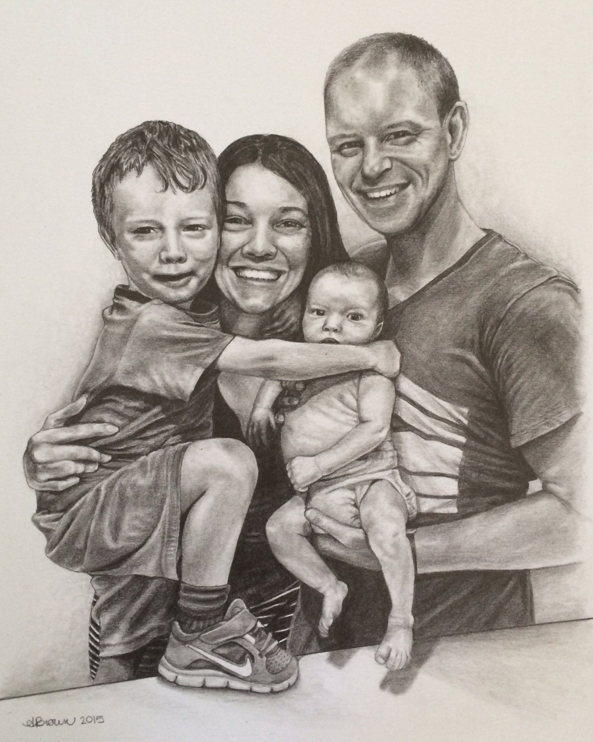 1200x1500 Custom Family Portrait 8x10 Pencil Drawing From Your Photo