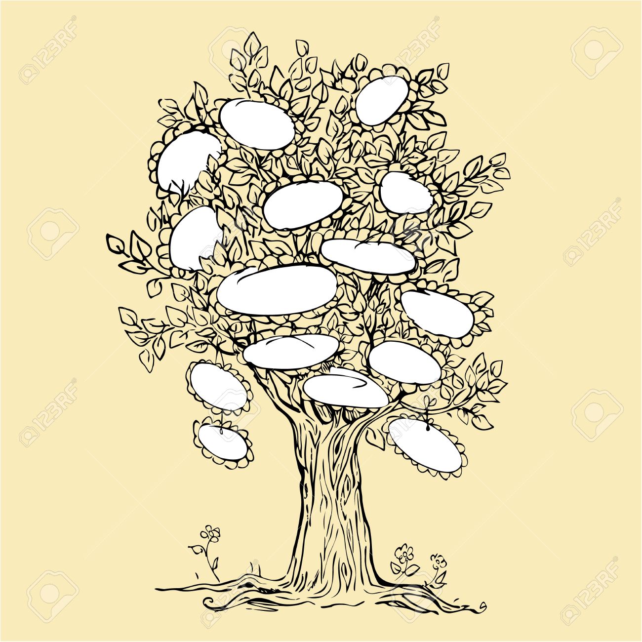 1300x1300 Family Tree Design With Empty Frames For Text