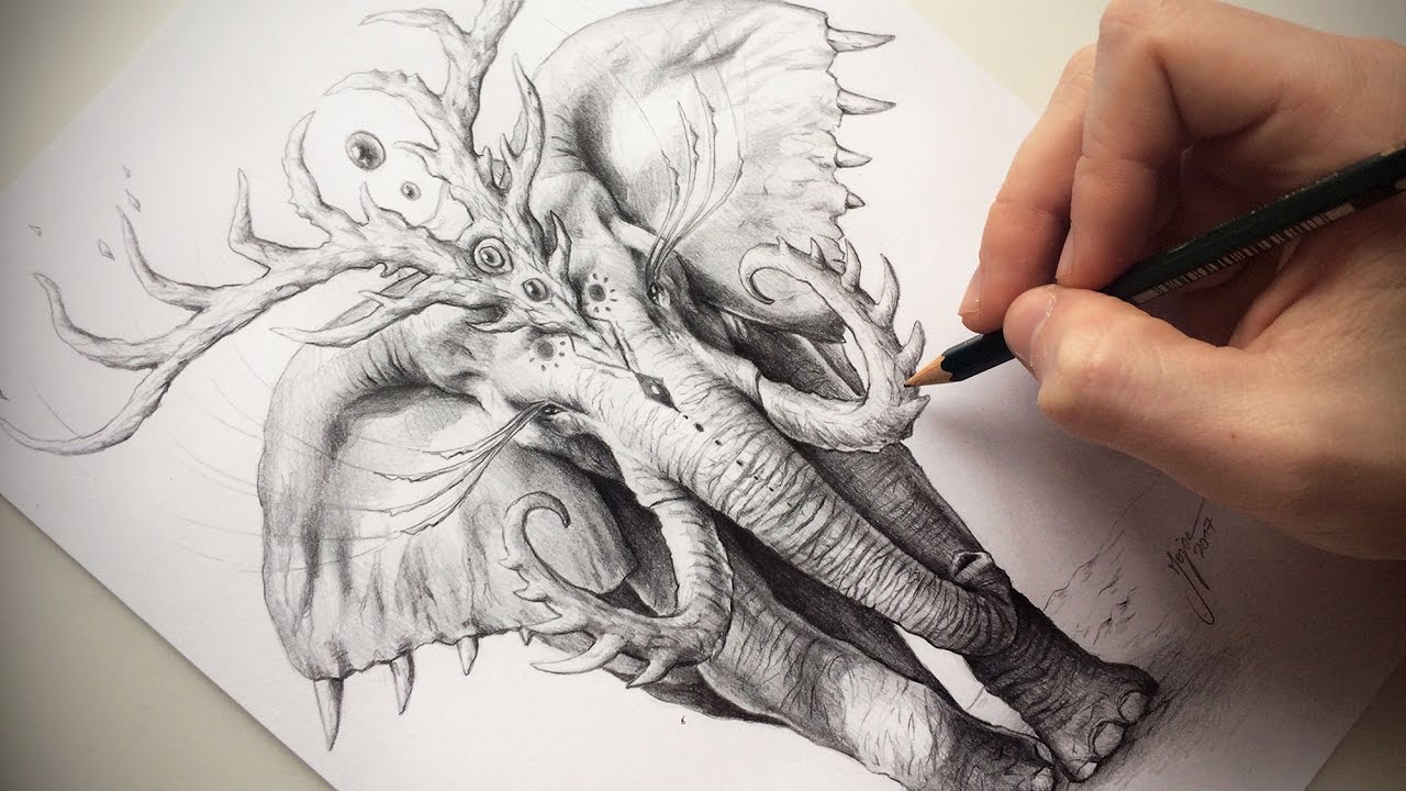 1280x720 How To Draw A Fantastic Elephant With Pencil + Voice Over !!