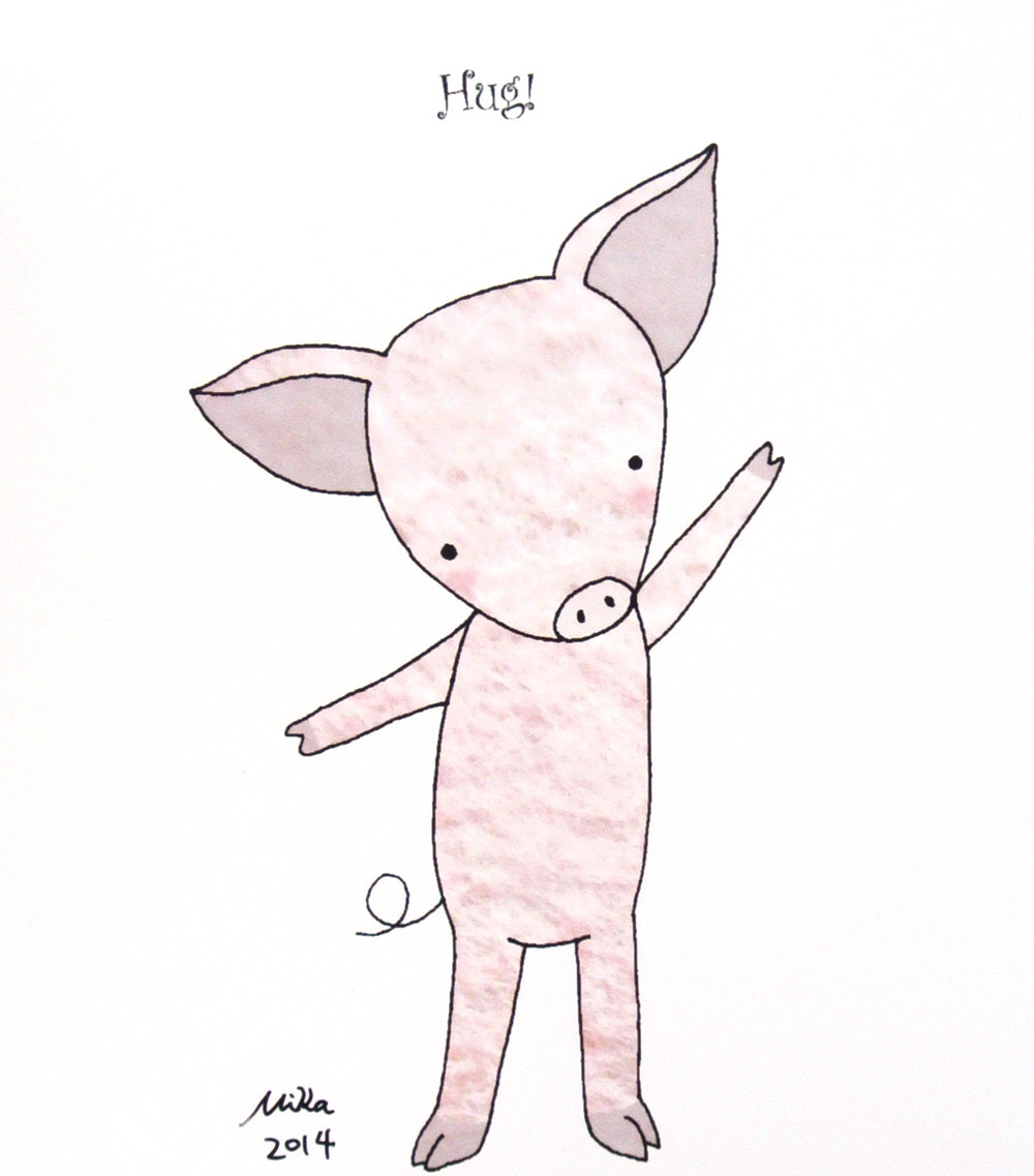 1000x1137 Pig Illustration Print Cute Nursery Art Print Farm Animal Drawing