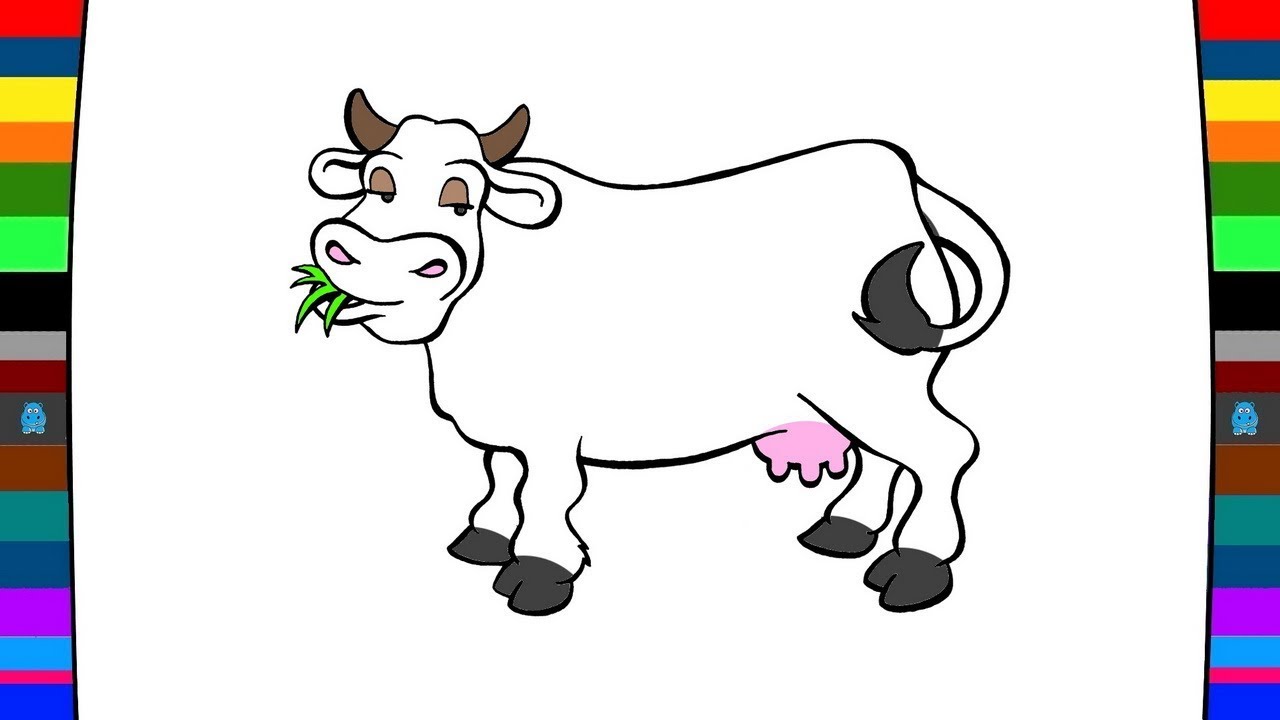 1280x720 Farm Animals Coloring Pages How To Draw A Cow Drawing